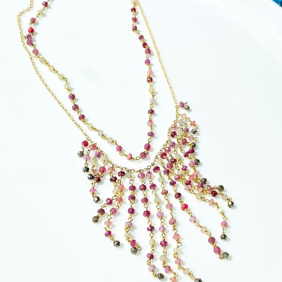 NEW Anthropologie x Ela Rae Freda 2 Layer Ruby Necklace - Picture 13 of 16